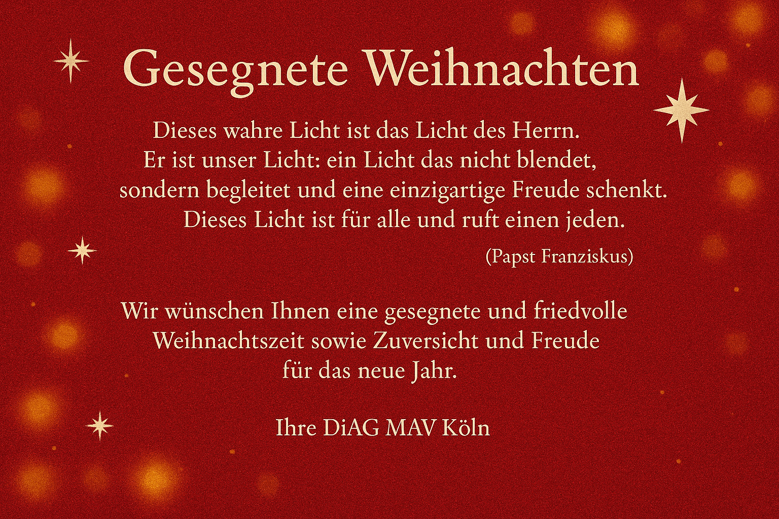 Weihnachtsgruß DiAG MAV Köln (c) DiAG MAV Köln